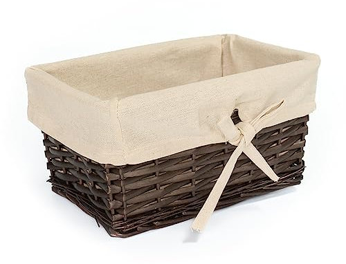 Arthur Cameron - Hand-Crafted Wicker Hamper Basket with Removable Lining - This Empty Hamper Box is Perfect for Storage use as an Organiser Tray or a Small Gift Basket (Dark Coffee)