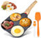 Rhitchy Padella Pancake e Frittata Antiaderente: 4 Fori in Alluminio per Crepes Hamburger Uova Fritte, per Fornello a Gas e Induzione