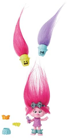 Mattel DREAMWORKS TROLLS Gemeinsam Stark – Haarige Überraschungen Poppy Königin Poppy, Viva, Branch und Guy Diamond Plüschhaar, 2 Haarige Überraschungen, Zubehör, für Kinder ab 3 Jahren, HNF10