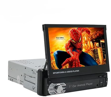 Autoradio Single DIN 7 pouces Écran rétractable Android 8.1 Autoradio avec WiFi GPS Miroir de navigation Link Bluetooth FM Radio