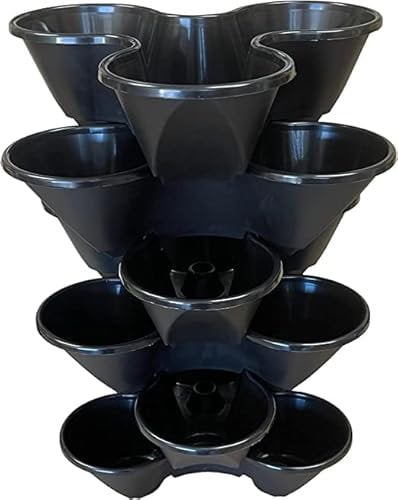 HowseHold Strawberry Planter [6 Planters] Stackable Trio Pot Perefect for Strawberries, Herbs, Bedding Plants Outdoor Use