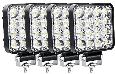 Willpower 4PCS Phare de Travail LED 3.3'' 48W Projecteur LED 12V 24V Etanche IP67 Spot Feux Antibrouillard pour 4x4 Voiture Camion Tracteur SUV Bateau Quad Vehicule