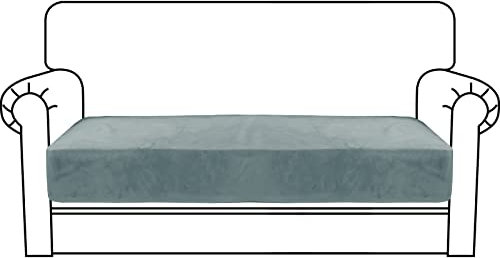 CHELZEN Velluto Coprisedile per divano, Copriseduta Divano Elasticizzato, Soft Cuscino Protezione Divano Sedile Lavabile (2 Posti, Blu Polvere)