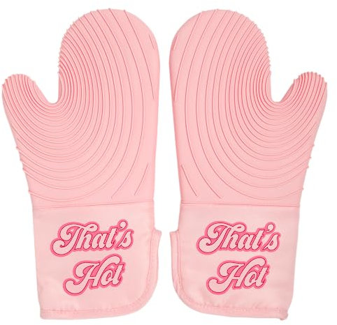Paris Hilton That's Hot Pink Ofenhandschuh-Set, hitzebeständige Topflappen mit rutschfesten, strukturierten Silikongriffen, 2-teiliges Set, Rosa