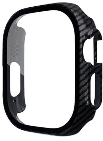 ANZOAT Abdeckung für Apple Watch Ultra Zubehör PC Displayschutzfolie All-Around Bumper Gehärtetes Glas Serie 8 Pro Apple Watch Gehäuse 49MM (Farbe: Carbon, Größe: 49MM Series 8 Ultra)
