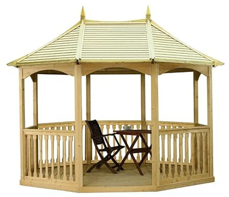 Jagram Garden Buildings Brompton Large Pavilion Gazebo - Pressure Treated Timber - L370 x W270 x H310 cm