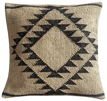 Shubhlaxmifashion Indischer Vintage-Kelim-Kissenbezug, Handwebstuhl, 45,7 x 45,7 cm, Boho-Stil, ethnische Kissenbezüge, Jute-Kissenbezüge, Teppich, Boho