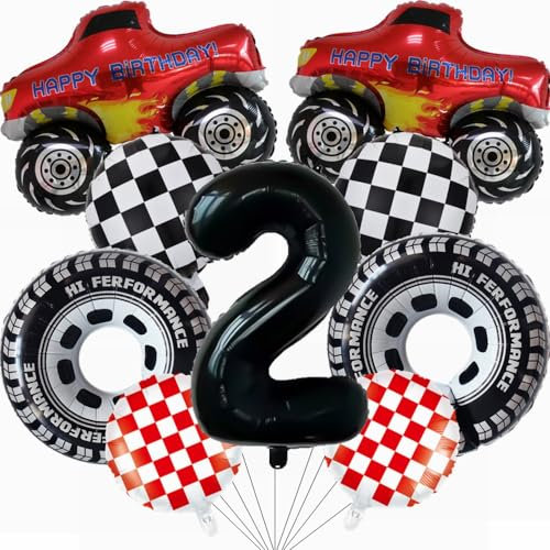 Yunchu Online Luftballon Auto Geburtstag Kit Monster Truck Cars Geburtstagsdeko Junge 2. Truck Geburtstag Dekoration Auto Thema Party Dekorationen für Monster Truck Rennen Auto Theme Party Supplies