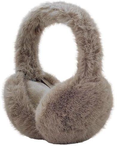 AUSUAYA Fuzzy Ohrenschützer, faltbare warme Plüsch Ohrenschützer Ohrenwärmer für Winter kaltes Wetter Ohrenschützer W-E-M2 (Braun)