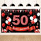 Koliphy 50. Geburtstagsdeko, 50. Happy Birthday Banner für Mann Frau, Schwarz Rot Stoff 50 Geburtstagsbanner Hintergrund Party Dekoration Drinnen und Draußen