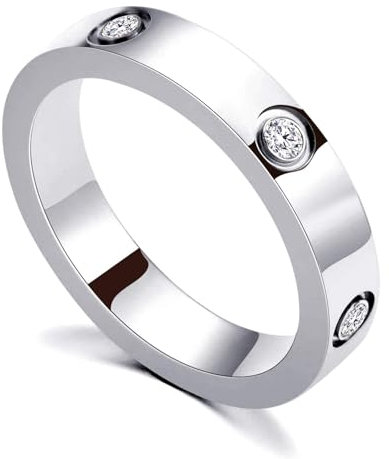 RIXERKOC Liebe Freundschaft Ring für Damen Cubic Zirkonia Edelstahl Versprechen Ring Hochzeit Band Schmuck Valentinstag Geburtstag Geschenke für Frauen Mädchen (10, Silber)