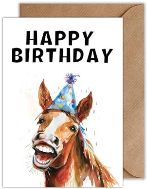 WBdesignz Lustige Karte zum Geburtstag mit Umschlag Happy Birthday Pferd Geburtstagskarte Witzig Glückwunschkarte zum Geburtstag (DIN A6)