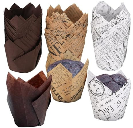 Muffinförmchen Papier, 150 Stück Tulpe Muffin Fälle, Cupcake Wrapper für Hochzeit Geburtstag Party