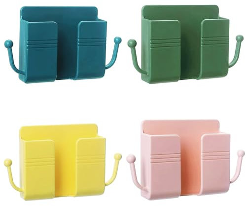 Soporte Movil Pared, 4 Piezas Teléfono Móvil de Pared Organizador, Soportes de Pared para Cargador de Teléfono Celular, Soporte de Pared para Teléfono Móvil, Amarillo, Verde, Azul, Rosa