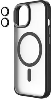 Qdos Coque HYBRID Soft SNAP (MAGSAFE) Noir + Camera Lens iPhone 15