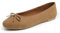 Feversole Women's Fashion Round Toe Ballet Flat,Ballerina a Punta Tonda per Donna Cammello Nubuck Puntale 38