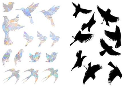 AOEVUIR 23 pcs Adesivi Anticollisione per Uccelli Adesivi Anticollisione per Uccelli Proteggono le Finestre Colibrì Adesivi Anticollisione Sono Adatti per Finestre Porte in Vetro