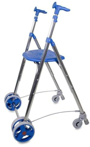 Villaclinic. Andador para adultos plegable con asiento y ruedas por presión, caminador para ancianos, regulable en altura, color azul