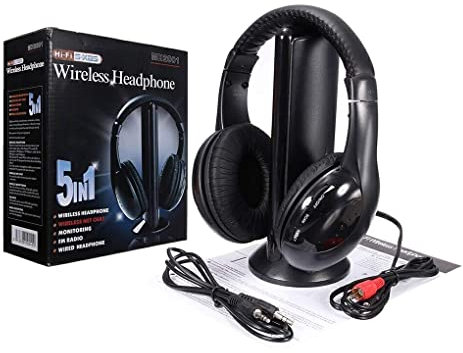 budiniao Auricolare Wireless 5 in 1 Cuffie Cordless Stereo Professionali Eleganti a Tinta Unita Cuffie per ascolto Radio con Cavo