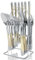 Gilded Silverware Set, 24 Piece Cutlery Set with Holder Service for 6 Mirror Polished Tableware Set for Home Kitchen, Dishwasher Safe (Gold Silvery)