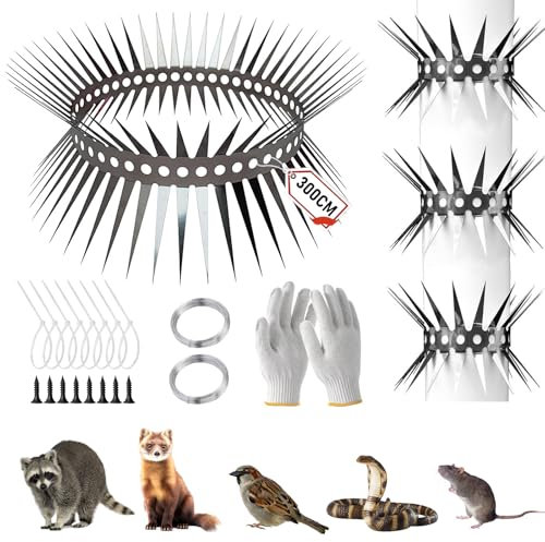 Marderschutz Fallrohr Edelstahl 300CM, Marderabwehr Fallrohr mit Zubehör, Marderschutz Dachrinne, Waschbär Abwehr, Marderfalle für Haus, Dachboden, Baum, Kann Geschnitten Werden