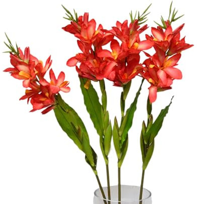 Künstliche tropische Canna-Lilie, Seide und Eisendraht, 108 cm lang, 2 Stück, ideal für private und gewerbliche Dekoration, symbolisiert Schönheit und Glück (rot)
