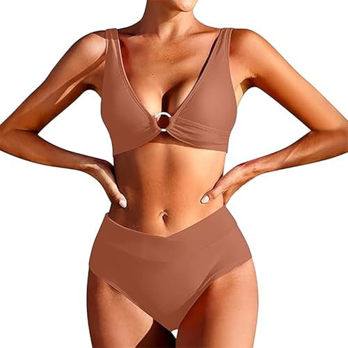 Generico Bikini Donna Brasiliana Curvy Costumi Mare Scollo a V Stampa Floreale Bikini Triangolo a Due Pezzi Costume Piscina Imbottito Hot Ideale per Spiaggia, Piscina e Altre Occasioni, Botanico