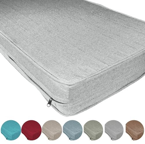 ZQXFZ Luxuriöser Leinenstoff Sitzkissen Bankauflage Nach Maß 60x70x5cm 50D weißer Schaumstoff,Mittlere Härte,leicht zu reinigen,Ganzjährig,Drinnen und draußen, Sitzpolster Outdoor Bank -Beige.