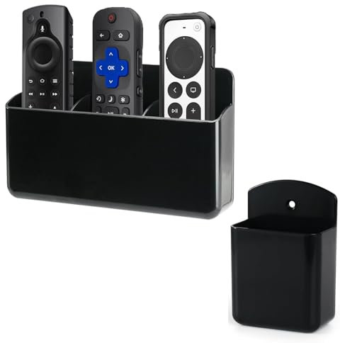 NCOALE Remote Control Holder Wall Mounted, 3 Slot and 1 Slot TV Controller Holder Self Adhesive Remote Control Storage Wall Mounted Pen Holder for Home Office School (2 PCS)