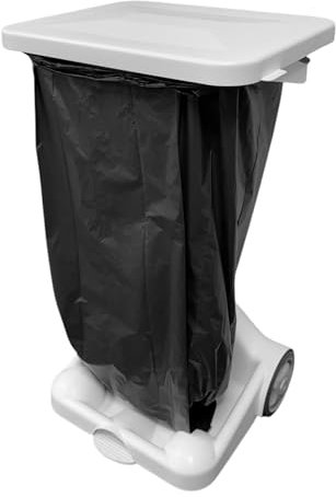 Chabrias Ltd Mobile White & Non Recyclable Logo Free Standing Foot Pedal Bin Waste Bag Garbage Holder Medical School Waste Bin Hands Free