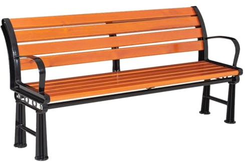 KXWOQ3ED Outdoor Sitzbank, Cast Aluminium Gartenbank, Terrassenmöbel, Holz Lattenrost Sitz, Wetterfeste Metallbank für Balkon, Park, Veranda, Terrasse(120cm/47in)