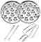 Cunlvyyds Placa Escargot 2 Sets Plato de acero inoxidable con pinza y horquilla Round 12 Compartimento Manejo de plato para hornear, hornear
