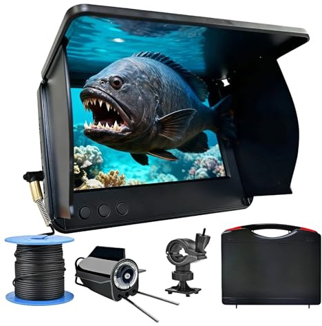 ZvveIIa Underwater Fishing Camera & Fish Finder with 5 IPS Screen - Infrared Night Vision, 220° View, 98ft Cable for Ice/Kayak/Boat Fishing IP68 Waterproof Fish Tracker Gift for Anglers