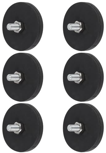 Healeved 6PCS M6 Rubber Coated Mounting Magnets with Base Plate for Car Roof Light Fixing, Small Coated Magnetic Holders Suitable for Vehicle and Camera Mounting Applications