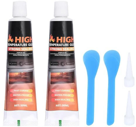2 PCS Heat Resistant Glue, High-Temperature Heat Resistant Oven Glue, Invisible Durable Adhesive, for Oven Door, Cooktops, Fireplace