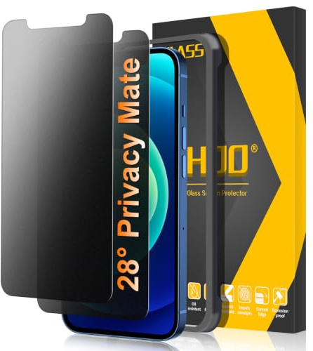 JEHOO 2 Piezas para iPhone 12/12 Pro Protector de Pantalla Mate Privacidad | 28° Antiespía, Antireflejo, Antihuellas, Tacto Cómodo, Fácil Instalación, 9H Pelicula Cristal Vidrio Templado