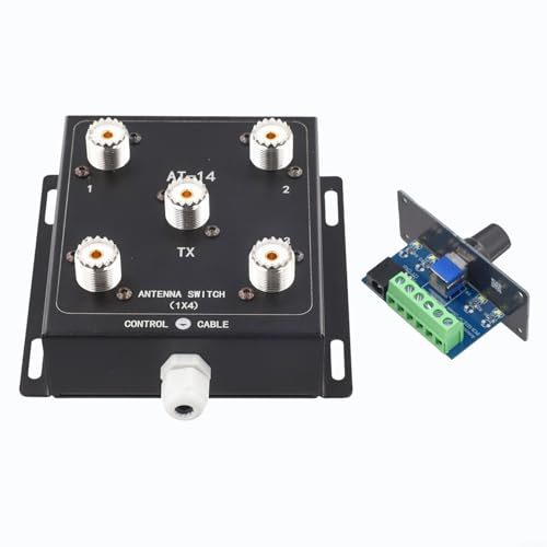 Interrupteur d'antenne 4 voies 1,8-60 MHz 500 W PEP pour radio amateur, sélecteur coaxial haute puissance avec commande +12 V et connecteurs SO-239 Noir