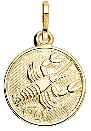 My Gold Damen Kinder Anhänger Sternzeichen KREBS Gold 333 (Ohne Kette) Gelbgold (8 Karat) Ø 12mm Rund Tierkreiszeichen Zodiac round A-06017-G303-Kre
