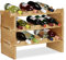 Relaxdays Botellero Vino Apilable hasta 36 Botellas, Bambú, Marrón, 3 Niveles
