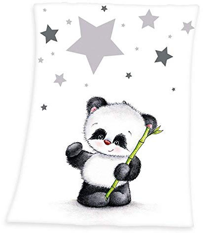 Flauschdecke Motiv : Panda 75x100 cm Kuscheldecke Babydecke Schmusedecke Mikrofaser