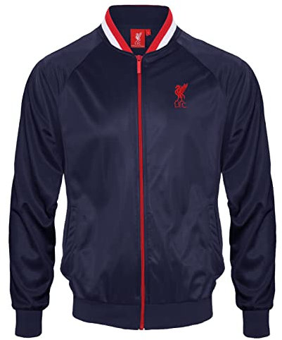 Liverpool FC Herren Retro-Trainingsjacke - Polyester - Dunkelblau mit gestreiftem Kragen - L