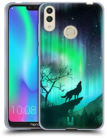 Head Case Designs Heulender Wolf Nordlichter Soft Gel Handyhülle Hülle kompatibel mit Honor 8C