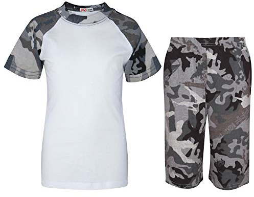 A2Z 4 Kids Raglan Pyjama Set T Shirt Shorts Nightwear Loungewear Youth