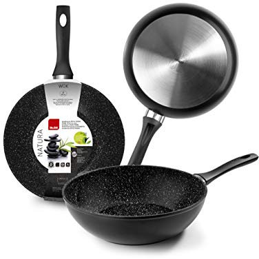 IBILI - Wok Natura, 30 cm, Aluminium, Anti-Haft-Beschichtung im Stein-Stil, geeignet für Induktion