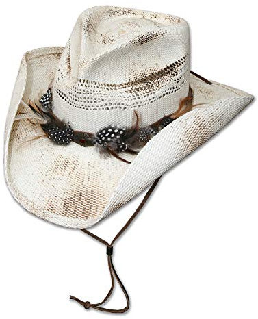 STARS & STRIPES Strohhut Sonnenhut Westernhut Beach Damen Herren Outdoor Partyhut »Corona« Weiß/Braun Gr.S