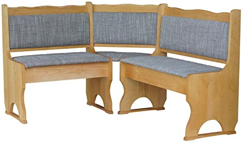 k koma Massive Polster-Eckbank aus Kiefernholz in Erlenoptik - Bequem & Stilvoll, Neu, Beige (120 x 160 cm)