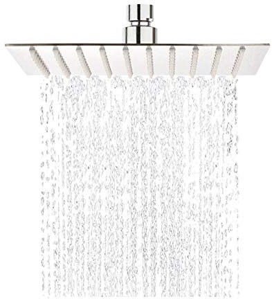 SIMSA-Expert Regendusche Einbauduschköpfe Edelstahl Duschkopf Regenbrause Brausekopf aus Edelstahl mit Anti-Kalk-Düsen poliert Spiegeleffekt hochglänzend (20 cm (quadrat))