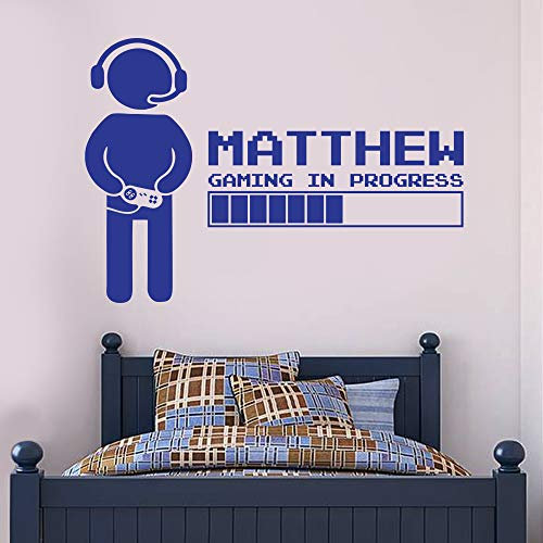 Gaming in Progress Personalised Name Wall Sticker Gamer Bedroom Art Decal Mural Kids (60cm Height x 50cm Width)