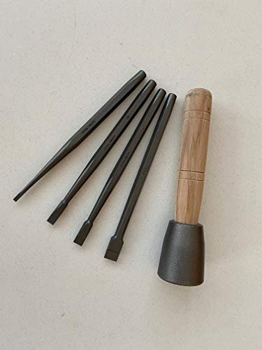 Southern Stone Italian Tungsten Carbide Tipped Stone Carving Chisel Set - Various Sizes (4, 8, 10, 15) & 900g Dummy Hammer