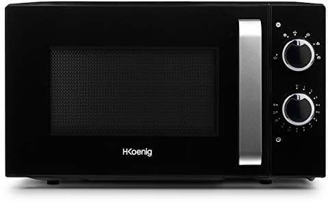 Microonde compatto 20L VIO8 Nero H.Koenig, piatto girevole da 24,5 cm, Multifunzione 5 livelli di calore, Funzione di scongelamento, Timer fino a 30 min, Veloce, Potente 700W
